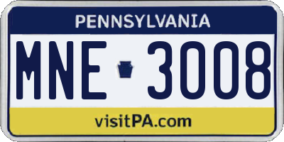 PA license plate MNE3008