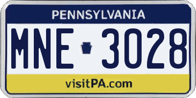PA license plate MNE3028
