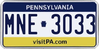PA license plate MNE3033