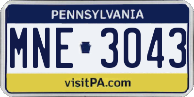 PA license plate MNE3043