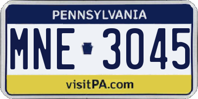 PA license plate MNE3045
