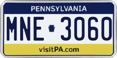 PA license plate MNE3060