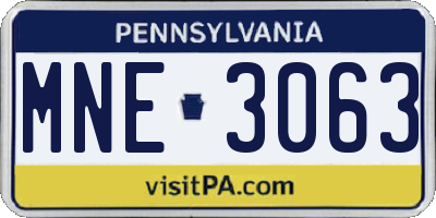 PA license plate MNE3063