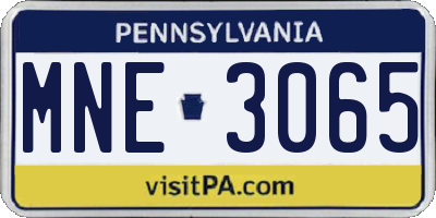 PA license plate MNE3065