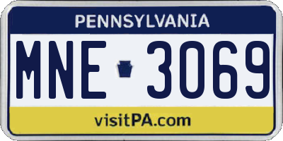 PA license plate MNE3069