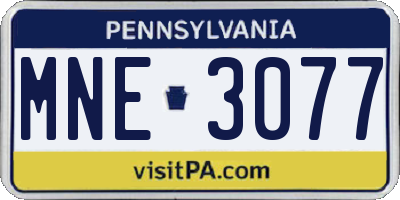 PA license plate MNE3077