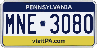 PA license plate MNE3080