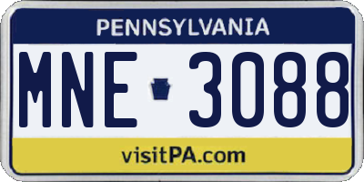 PA license plate MNE3088
