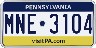 PA license plate MNE3104