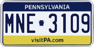 PA license plate MNE3109