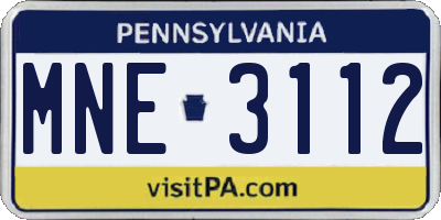 PA license plate MNE3112