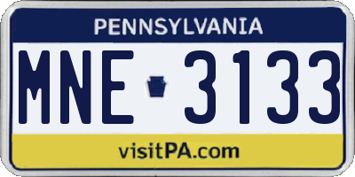 PA license plate MNE3133