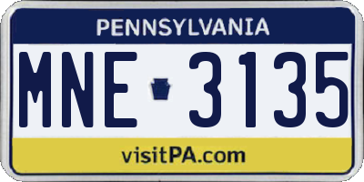 PA license plate MNE3135