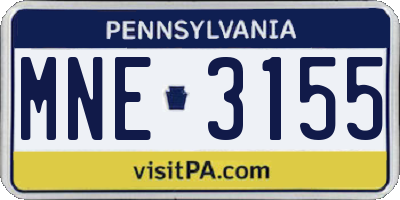 PA license plate MNE3155