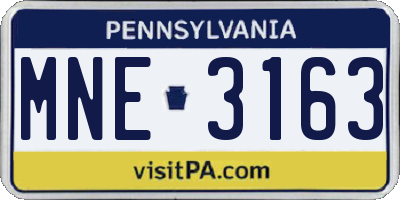 PA license plate MNE3163