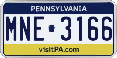 PA license plate MNE3166