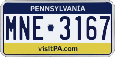 PA license plate MNE3167