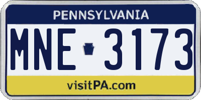 PA license plate MNE3173