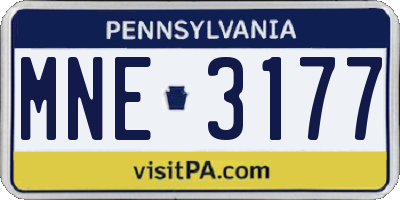 PA license plate MNE3177
