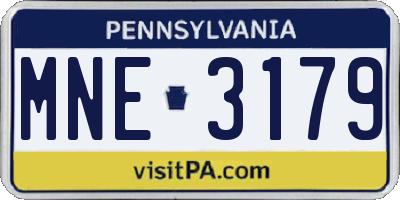 PA license plate MNE3179