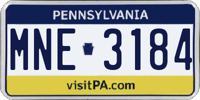 PA license plate MNE3184