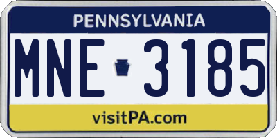 PA license plate MNE3185