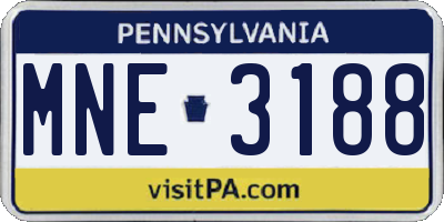 PA license plate MNE3188
