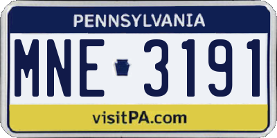 PA license plate MNE3191