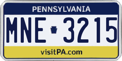 PA license plate MNE3215