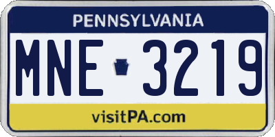 PA license plate MNE3219