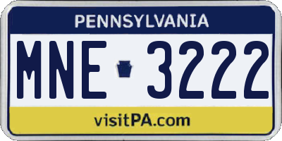 PA license plate MNE3222