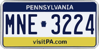PA license plate MNE3224