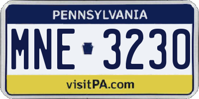 PA license plate MNE3230