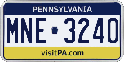 PA license plate MNE3240