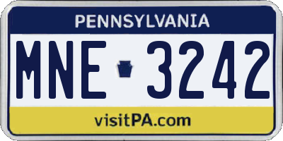 PA license plate MNE3242