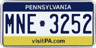 PA license plate MNE3252