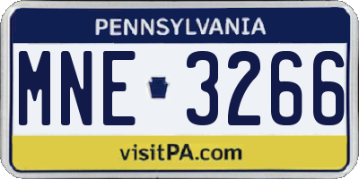 PA license plate MNE3266