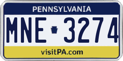 PA license plate MNE3274