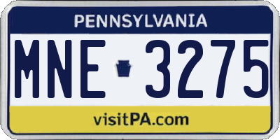 PA license plate MNE3275
