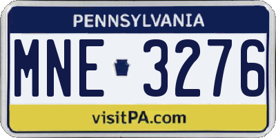 PA license plate MNE3276
