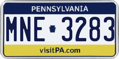 PA license plate MNE3283
