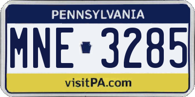 PA license plate MNE3285