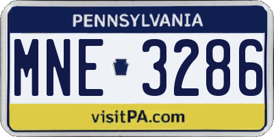 PA license plate MNE3286