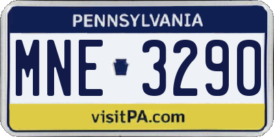 PA license plate MNE3290