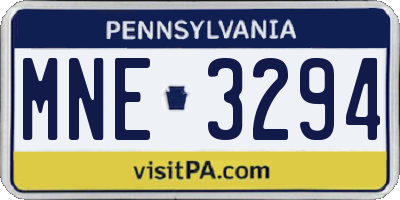 PA license plate MNE3294