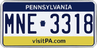 PA license plate MNE3318