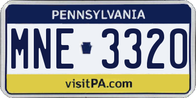 PA license plate MNE3320
