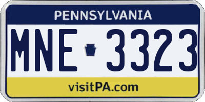 PA license plate MNE3323