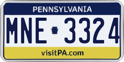 PA license plate MNE3324