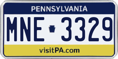 PA license plate MNE3329